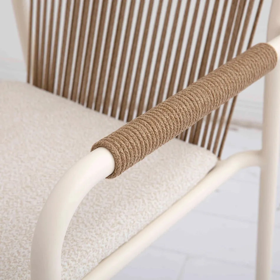 Outdoor Armchair Made of Beige Aluminum and Terra Rope - Luxe Viadurini