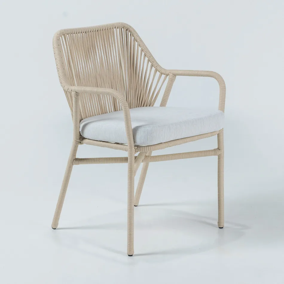 Garden Chair in Aluminum and Rope Weave - Asteria Viadurini