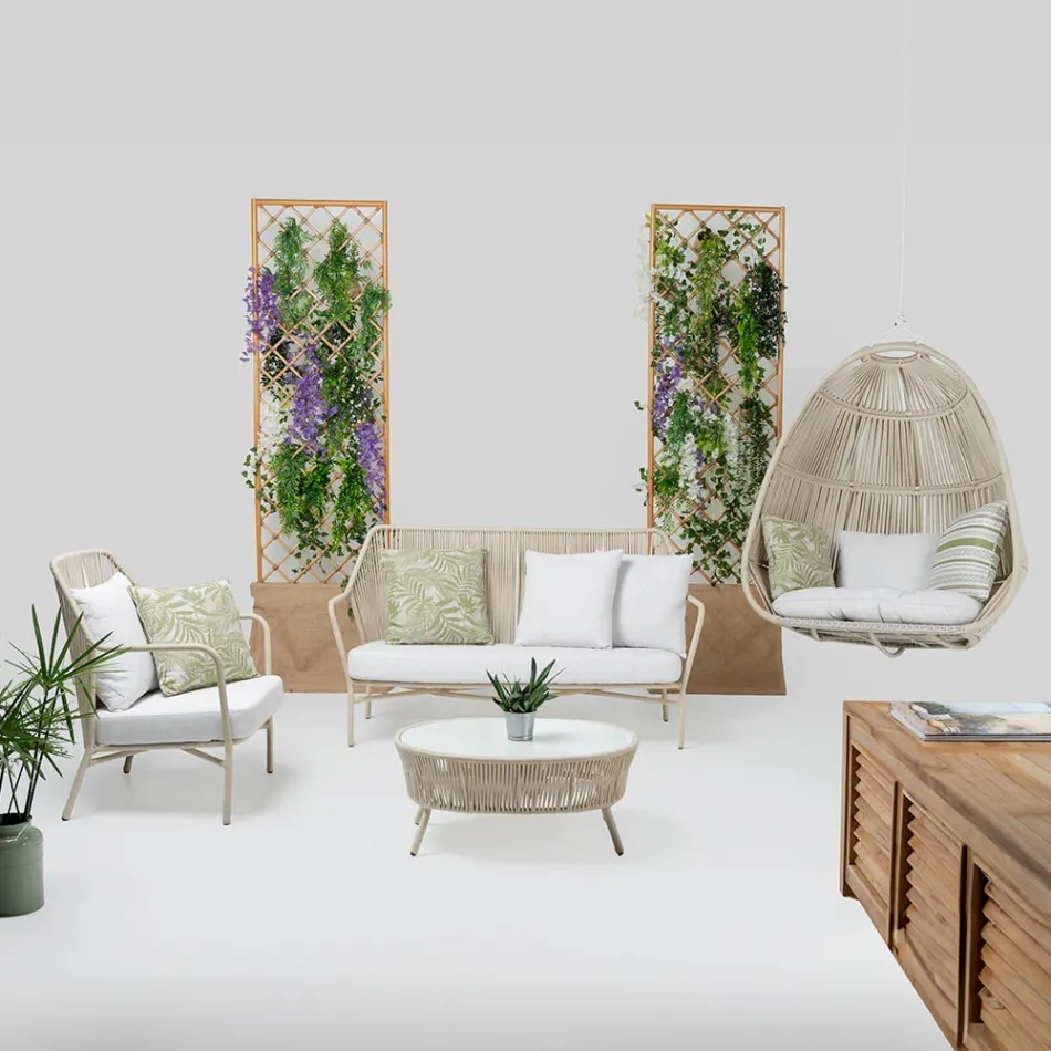 Garden Chair in Aluminum and Rope Weave - Asteria Viadurini