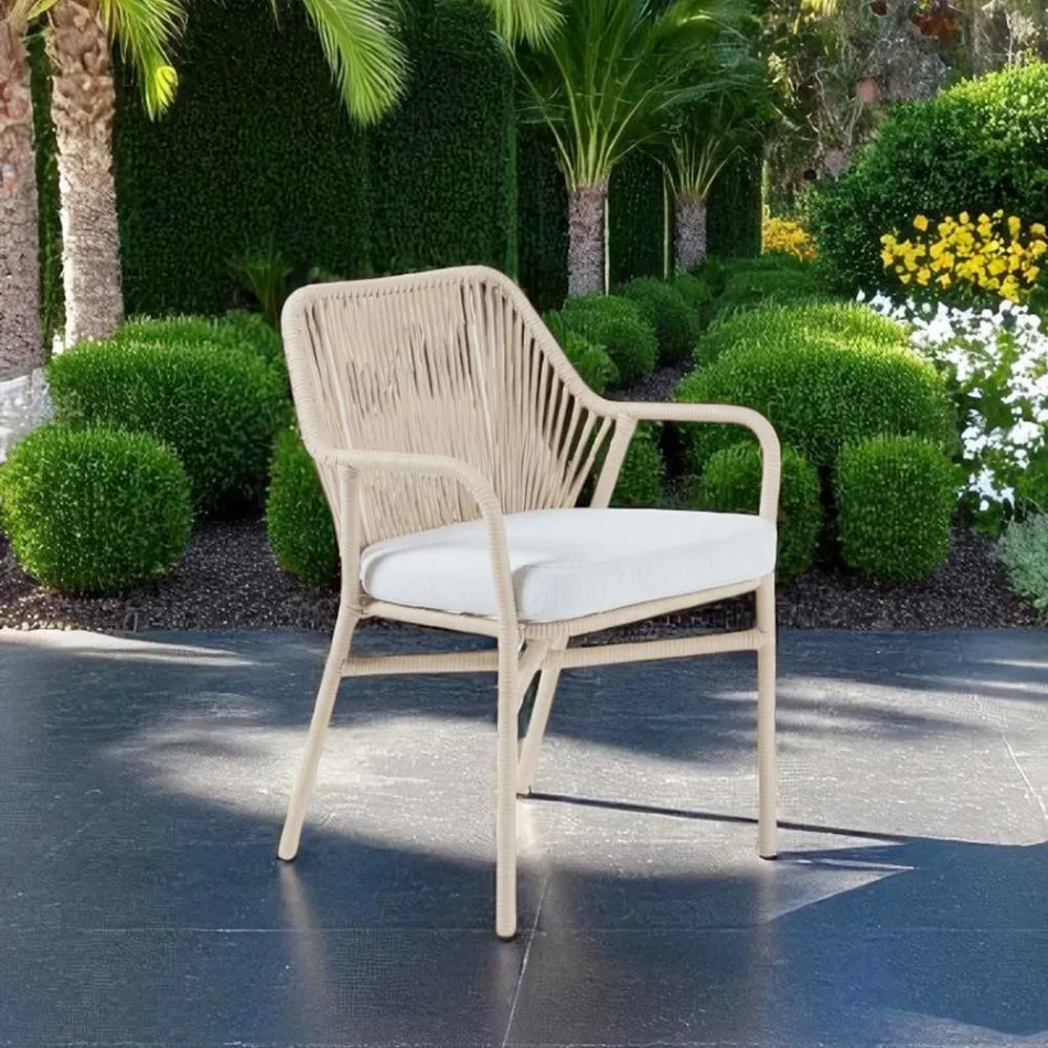 Garden Chair in Aluminum and Rope Weave - Asteria Viadurini