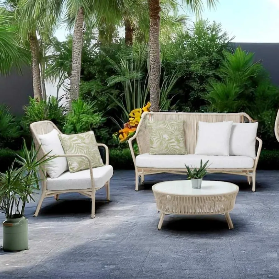 Garden Chair in Aluminum and Rope Weave - Asteria Viadurini