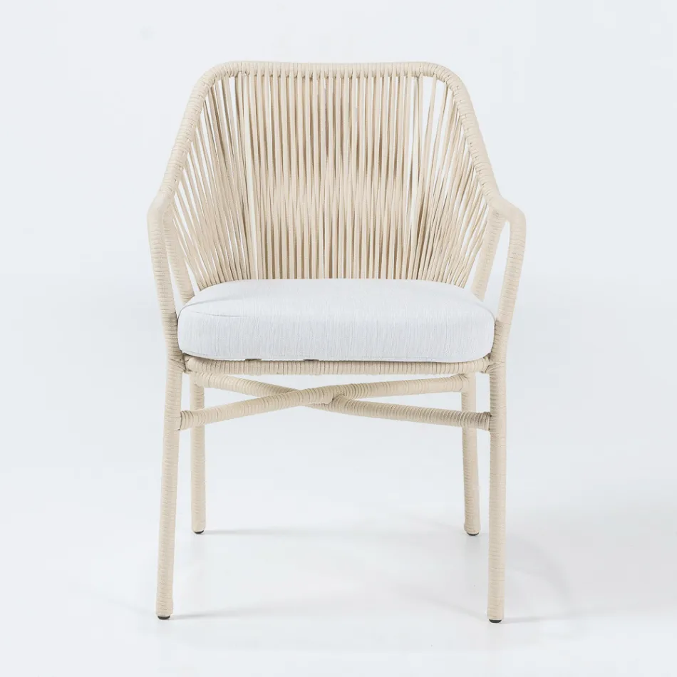 Garden Chair in Aluminum and Rope Weave - Asteria Viadurini