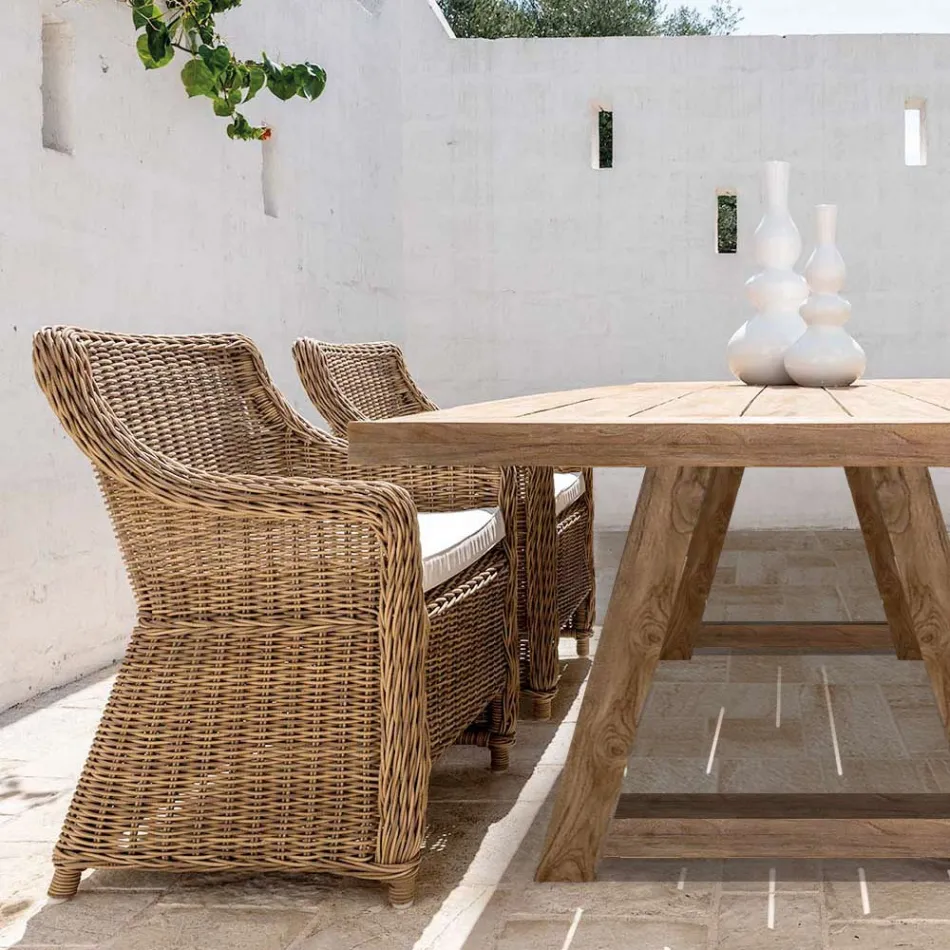 Garden armchair in synthetic fiber weaving Made in Italy - Tillie Viadurini