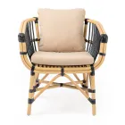 Garden Armchair in Natural Rattan with Cushions Included - Catelyn Viadurini