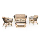 Garden Armchair in Natural Rattan with Cushions Included - Catelyn Viadurini