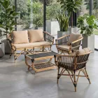 Garden Armchair in Natural Rattan with Cushions Included - Catelyn Viadurini