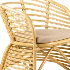 Garden Armchair in Natural Rattan, Cushion Included, - Torvi Viadurini