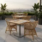 Garden Armchair in Natural Rattan, Cushion Included, - Torvi Viadurini