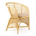 Garden Armchair in Natural Rattan, Cushion Included, - Torvi