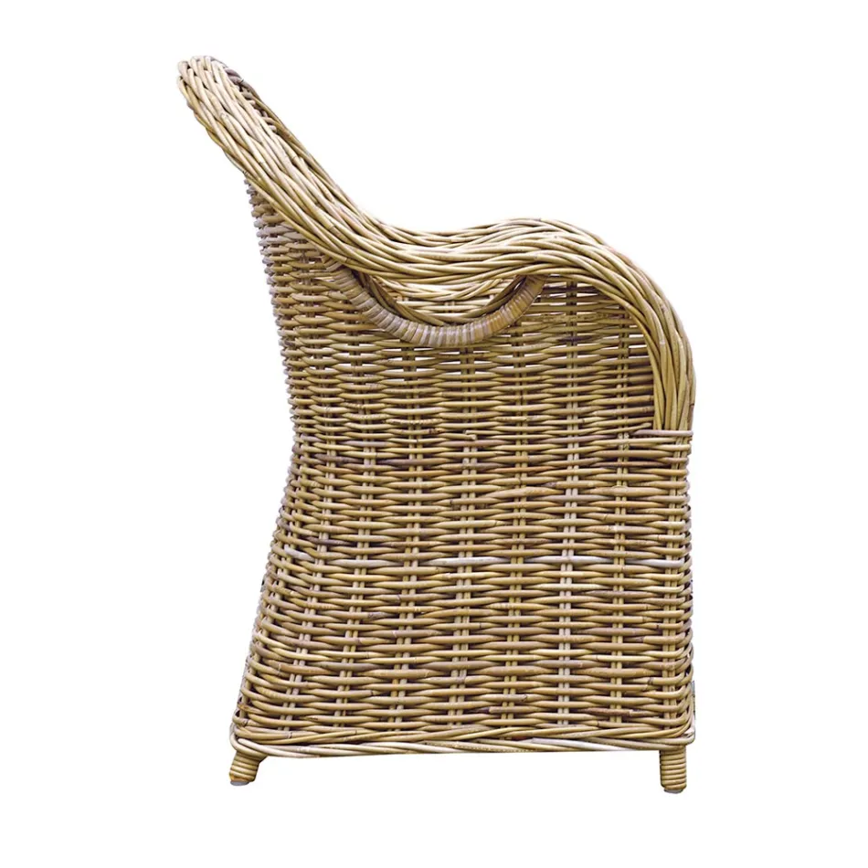 Garden Armchair Made of Wood and Fiber in Gray Kubu - Lido Viadurini