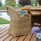 Garden Armchair Made of Wood and Fiber in Gray Kubu - Lido Viadurini