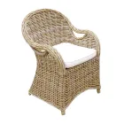 Garden Armchair Made of Wood and Fiber in Gray Kubu - Lido Viadurini