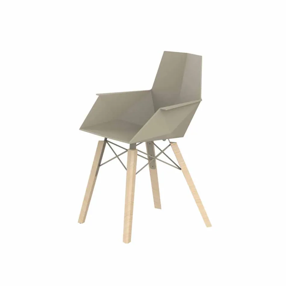 Design Living Room Armchair in Polypropylene and Wood - Faz Wood by Vondom Viadurini