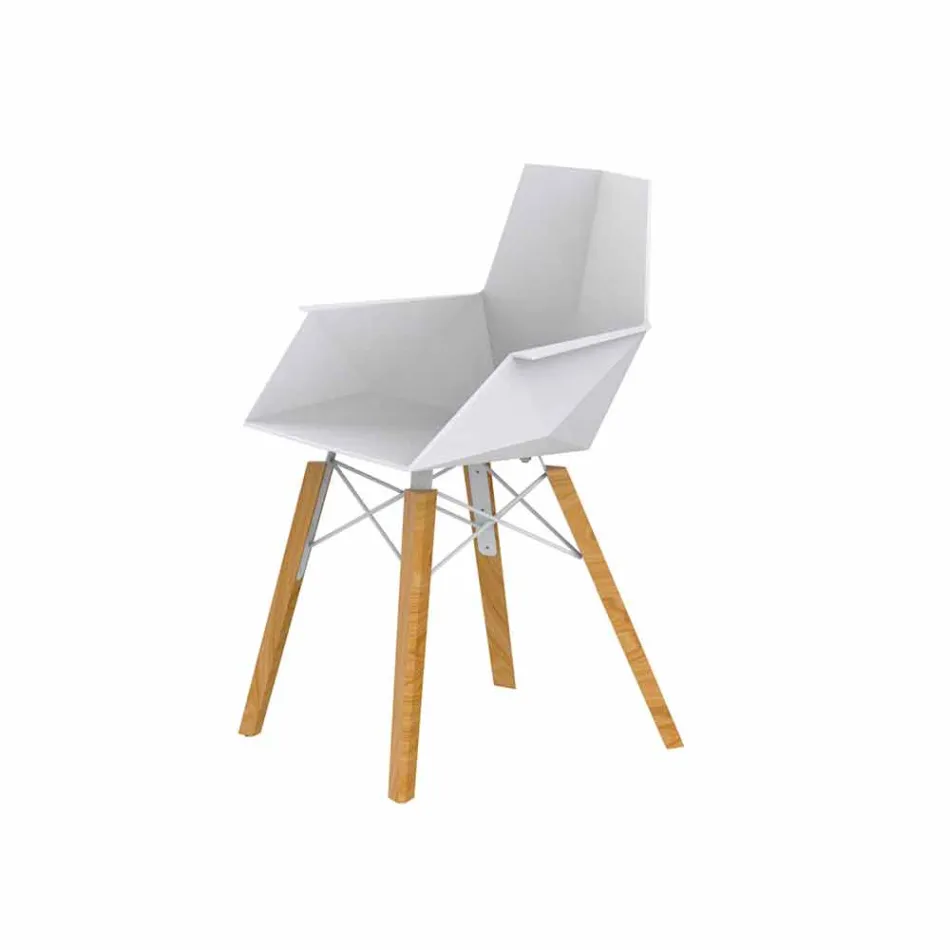 Design Living Room Armchair in Polypropylene and Wood - Faz Wood by Vondom Viadurini