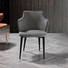 Elegant Living Room Armchair in Colored Fabric and Black Metal - Duchess Viadurini