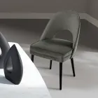 Living room armchair in different fabrics with wooden shell - Edgar Viadurini