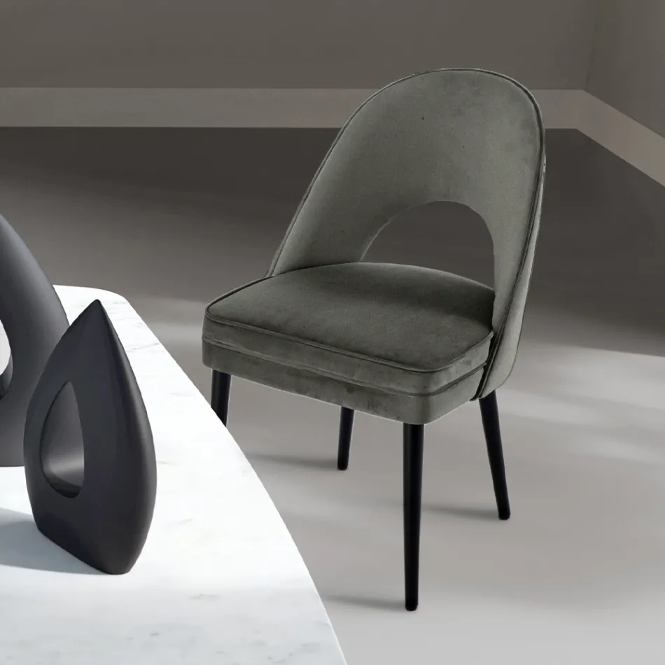 Living room armchair in different fabrics with wooden shell - Edgar Viadurini