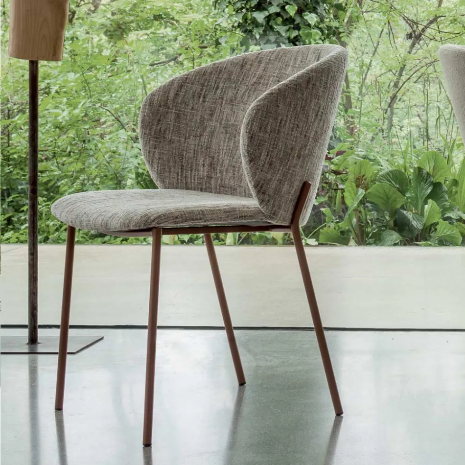 Metal armchair and Neve Cashmere seat Made in Italy - Ivy Viadurini