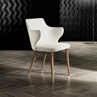 Designer Dining Room Armchair in Colored Fabric and Ash - Duchess Viadurini