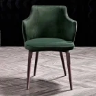 Designer Dining Room Armchair in Colored Fabric and Ash - Duchess Viadurini