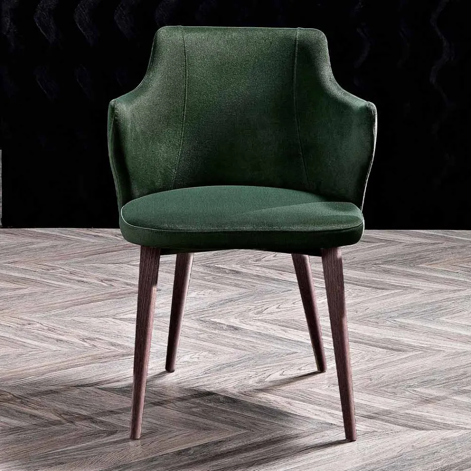 Designer Dining Room Armchair in Colored Fabric and Ash - Duchess Viadurini