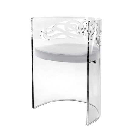 Transparent Plexiglass Armchair with Upholstered Seat Made in Italy - Caelia Viadurini