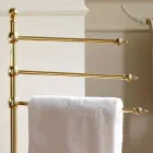 Vintage Floor Standing Bathroom Towel Holder with 3 Arms Design in Brass – Brest Viadurini