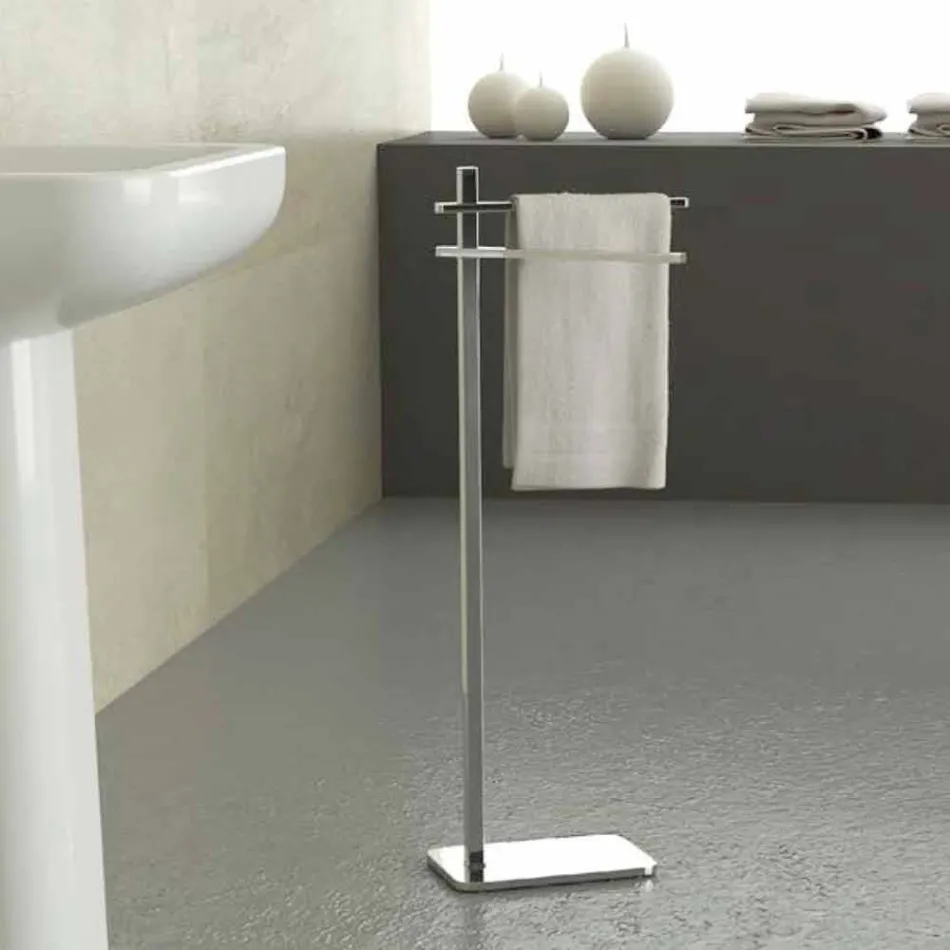 Modern Towel Rack with 2 Iron Arms Made in Italy - Cali Viadurini