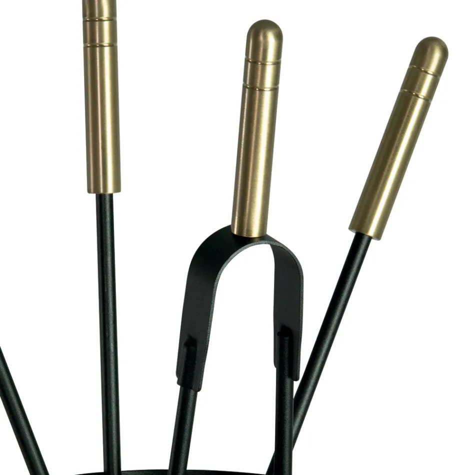 Tool Holder with 4 Fireplace Care Tools Made in Italy - Fakir Viadurini