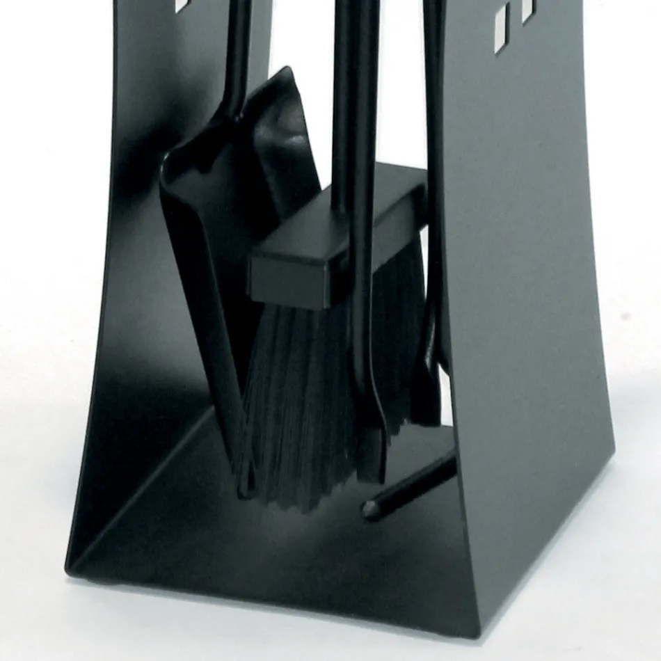 Tool holder with modern lines in metal and 4 tools made in Italy - Maiko Viadurini