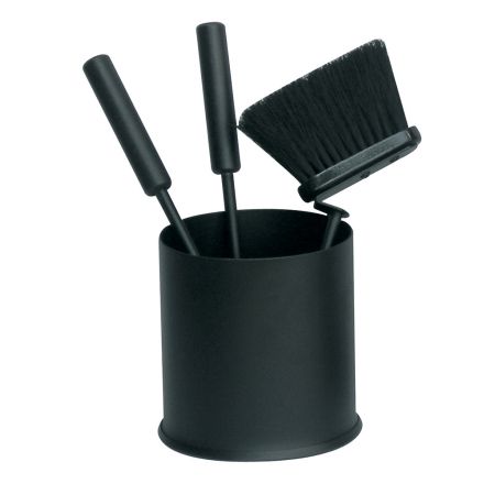 Round Tool Holder with 3 Fireplace Tools Made in Italy - Ginger Viadurini