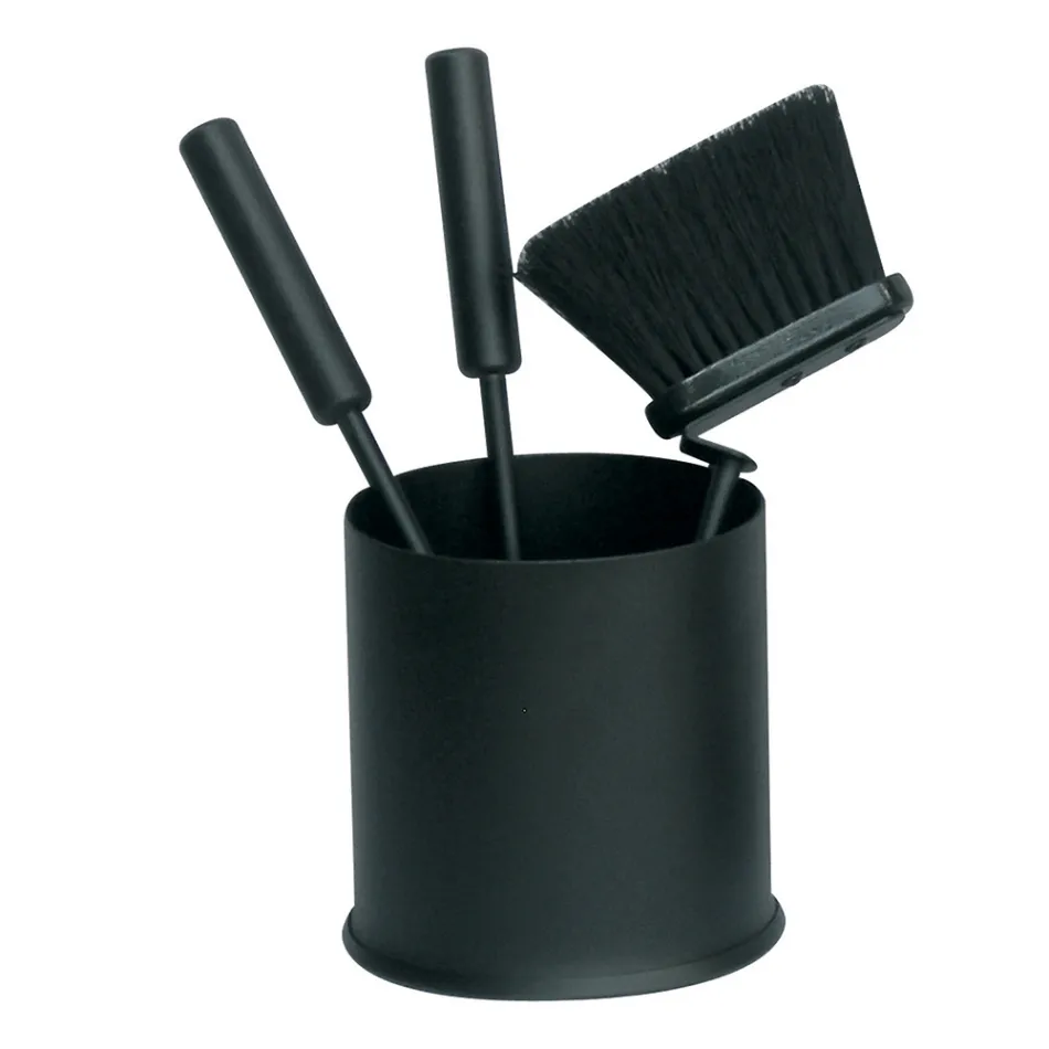 Round Tool Holder with 3 Fireplace Tools Made in Italy - Ginger Viadurini