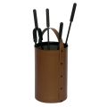 Round Tool Holder in Faux Leather with Handle and 4 Accessories Made in Italy - Pigeon
