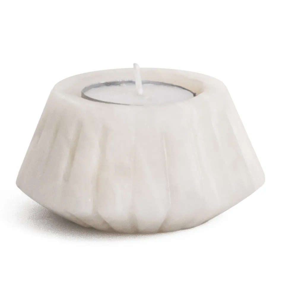 Candle Holder in Satin Marble Various Design Finishes 2 Pieces - Cirotto Viadurini