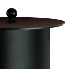 Cylindrical Pellet Holder with Lid in Different Finishes Made in Italy - Flamingo Viadurini