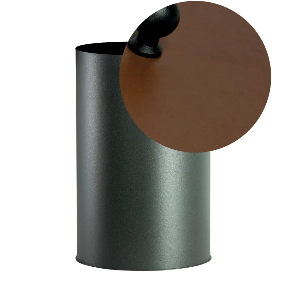 Cylindrical Pellet Holder with Lid in Different Finishes Made in Italy - Flamingo Viadurini