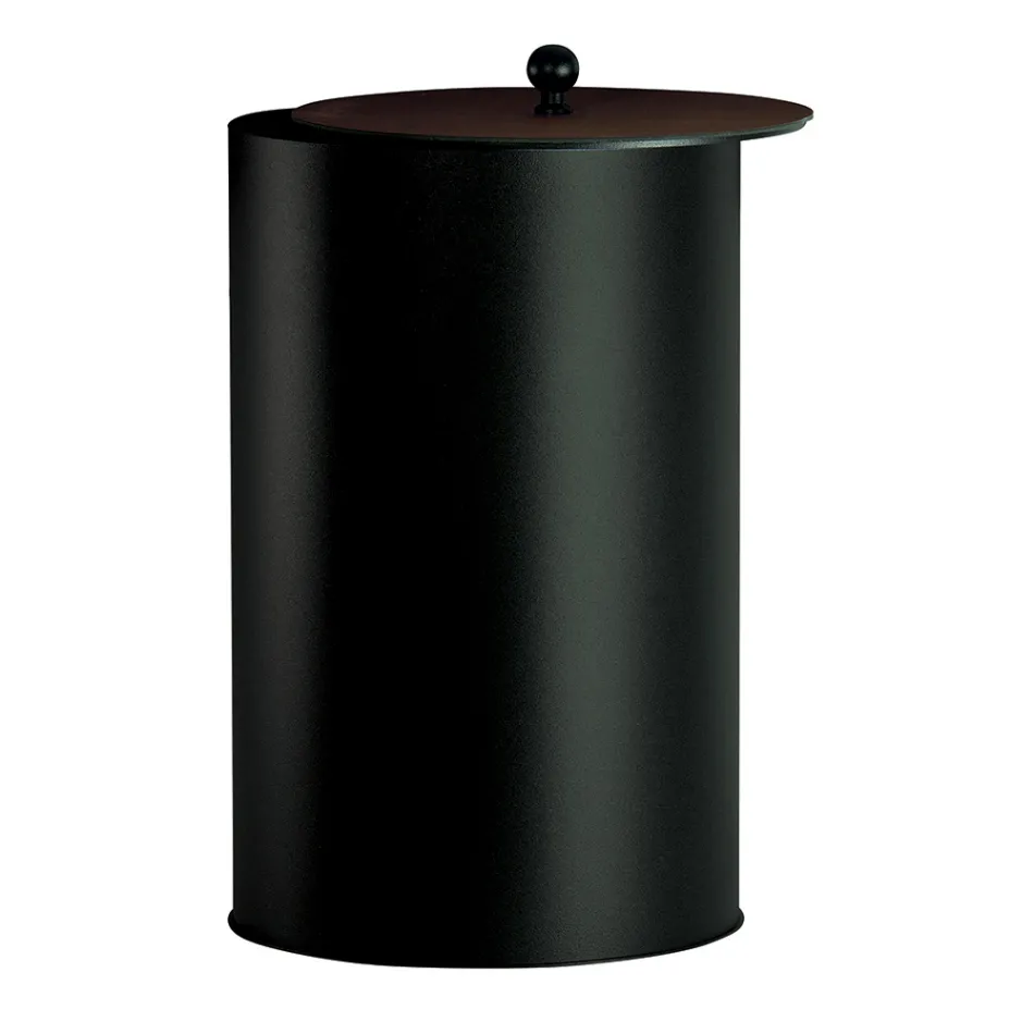 Cylindrical Pellet Holder with Lid in Different Finishes Made in Italy - Flamingo Viadurini