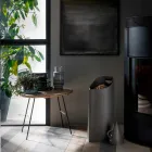 Pellet holder with internal sessir in black leather of Sapir design Viadurini