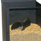 Pellet Holder in Black Painted Steel with Plexiglass Made in Italy - Pellicano Viadurini