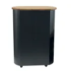 Metal Pellet Holder with Wheels and Wooden Lid Made in Italy - Bisonte Viadurini