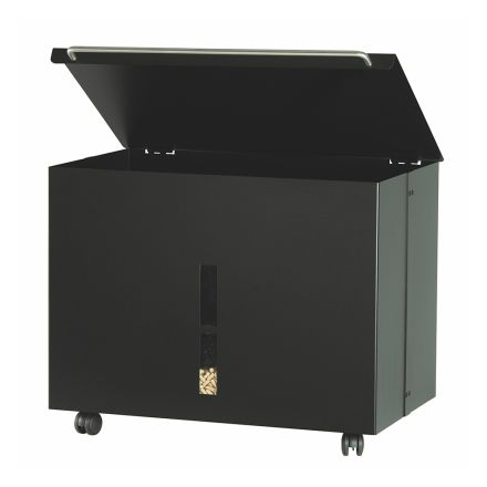 Metal Pellet Holder with Wheels and Lid Made in Italy - Gazza Viadurini