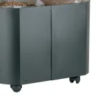 Oval Pellet Holder in Black Metal and Wooden Lid Made in Italy - Bisonte Viadurini