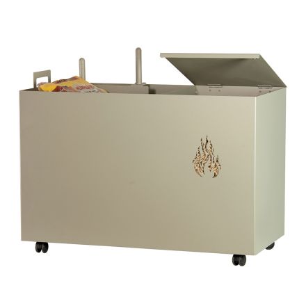 Rectangular Metal Pellet Holder with 4 Wheels Made in Italy - Aquila Viadurini