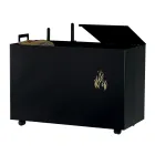 Rectangular Metal Pellet Holder with 4 Wheels Made in Italy - Aquila Viadurini