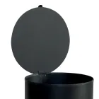 Round Pellet Holder in Black Painted Steel and Wheels Made in Italy - Airone Viadurini