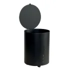 Round Pellet Holder in Black Painted Steel and Wheels Made in Italy - Airone Viadurini