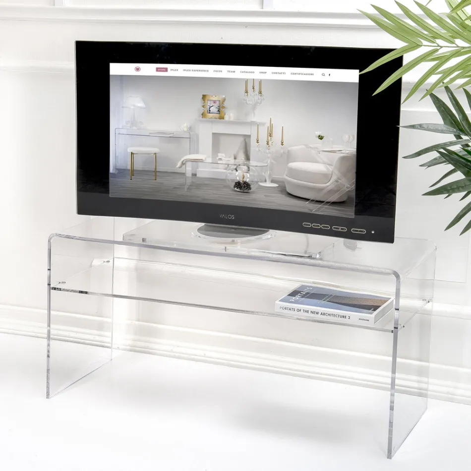 Living Room TV Stand in Transparent Plexiglass Made in Italy - Giuliette Viadurini