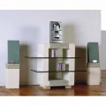 Hi-fi TV stand made of Vicenza natural stone and crystal Xeni