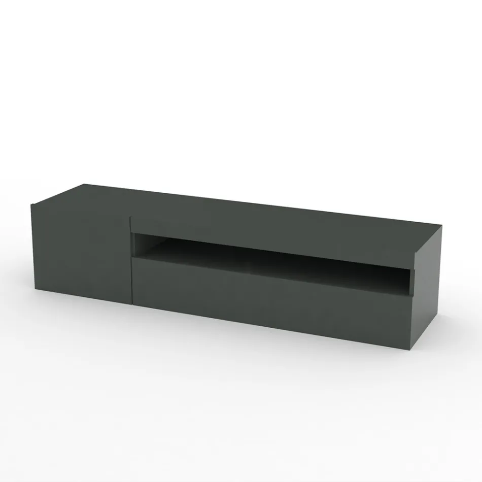 Italian Design Living Room Wooden TV Stand with Open Compartment - Suzana Viadurini