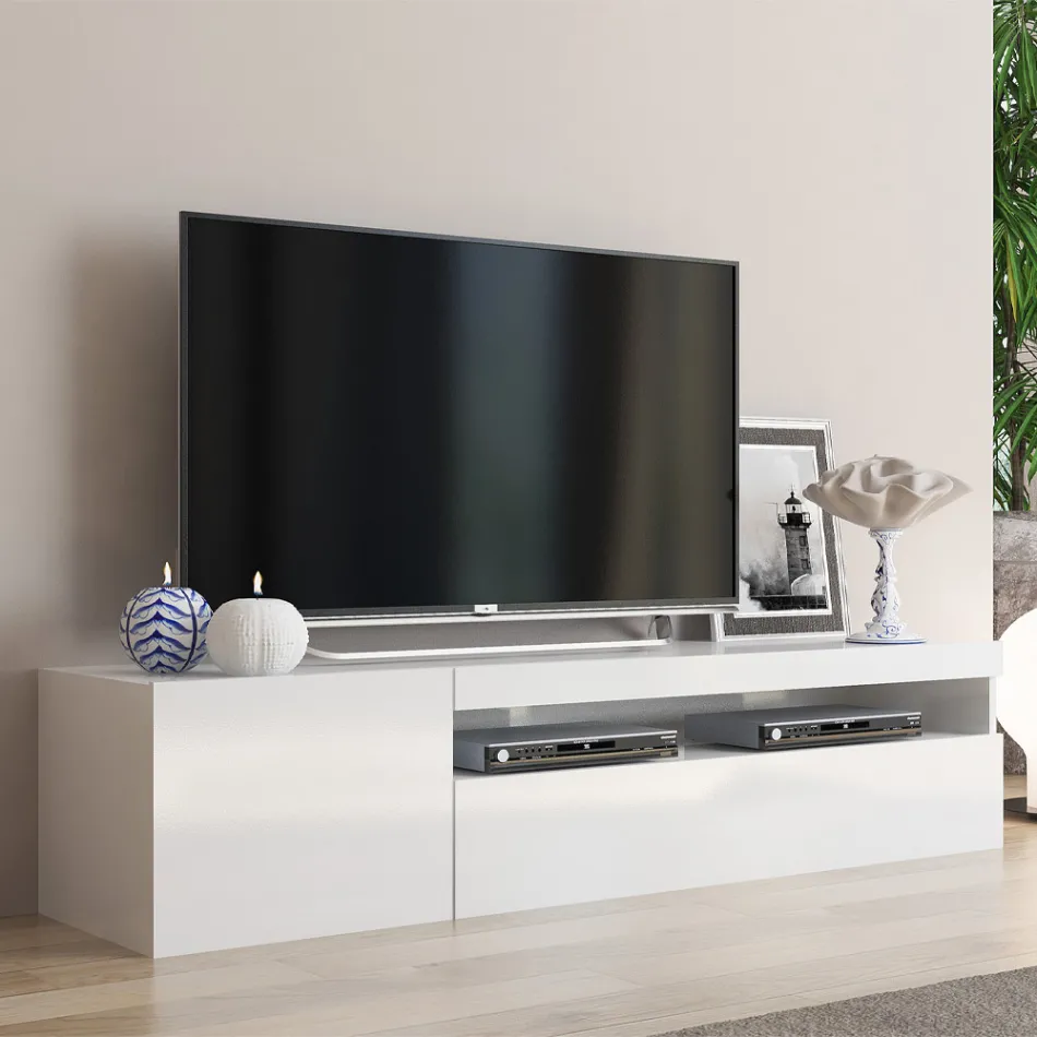 Italian Design Living Room Wooden TV Stand with Open Compartment - Suzana Viadurini